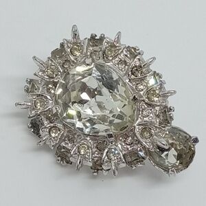 * vintage early Eisenberg signed fur dress clip clear rhinestones brooch pin